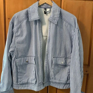 H&M  striped denim jacket XS